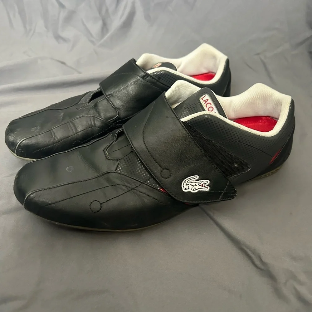 Lacoste Protect CRT low-top sneaker black red leather velcro closure Size 11.5 - Picture 4 of 10
